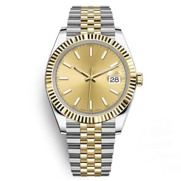 

41mm mens watch sports automatic mechanical wrist watches two tone gold dial designer wristwatch reloj fashion dress casual watches simple, Slivery;brown