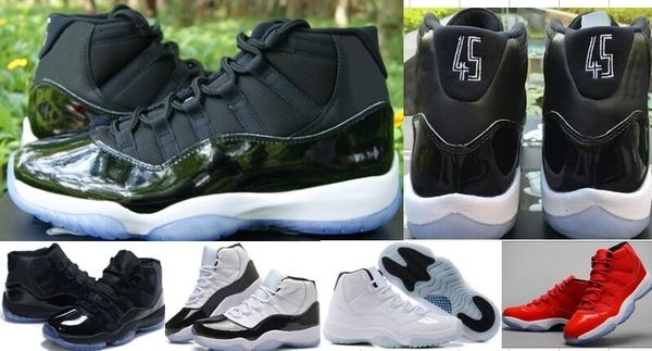 

new 45 23 11s 11 space jam basketball shoes men women concord bred sneakers chicago gym red trainers athletics shoes