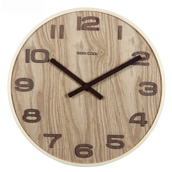 Silent Wall Clock Wood Retro Vintage Quartz New Minimalist Clock