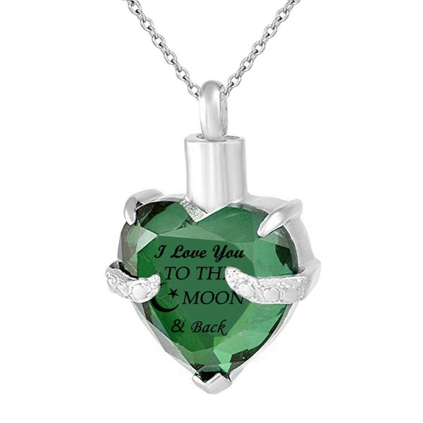 Funnel /& Chain Stainless Steel Heart w// 12 Stones Cremation Jewelry Pendant Urn