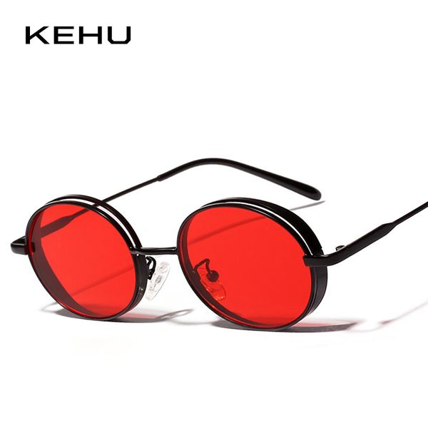 

kehu gothic steampunk mens sunglasses vintage metal men sunglasses women round sun glasses retro eyewear k9966, White;black