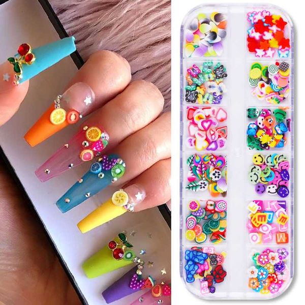 

12 grids fruit nail sequins nail art 3d flakes colorful fire butterfly design stickers uv gel polish tool decorations, Silver;gold