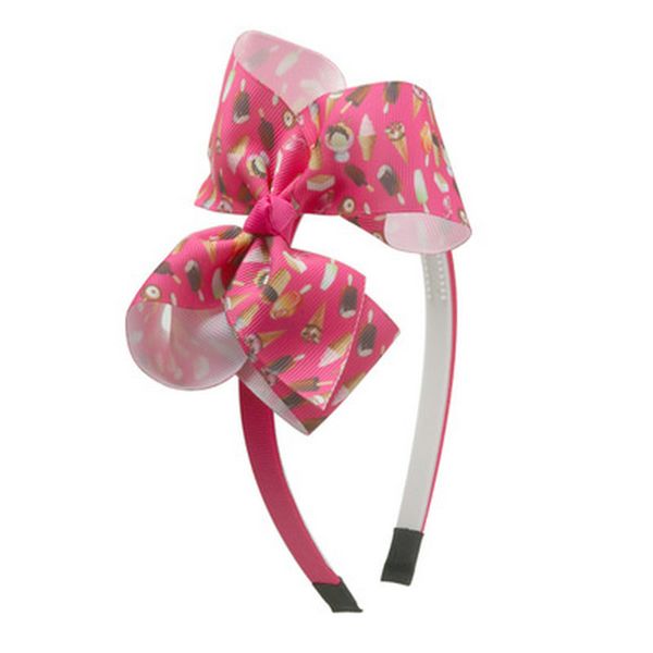 

fashion girl cartoon hair bow headband boutique rainbow printed handmade ribbon hairbands children hair accessories fashion girl inldp, Black;brown