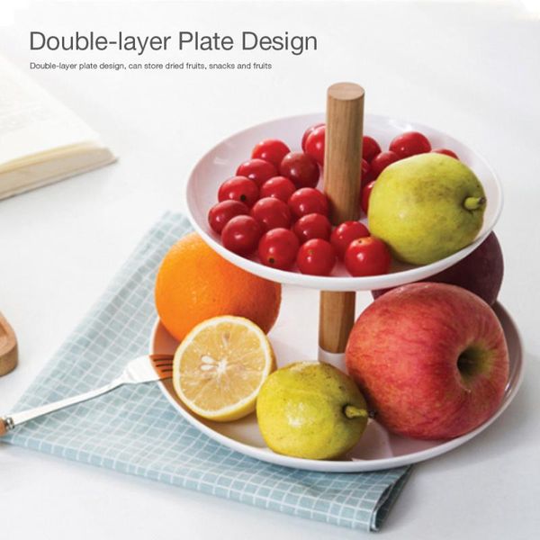

2/4 layers removable snack fruit dish creative rotary dried fruit disk wooden dessert plate storage trays decor gifts