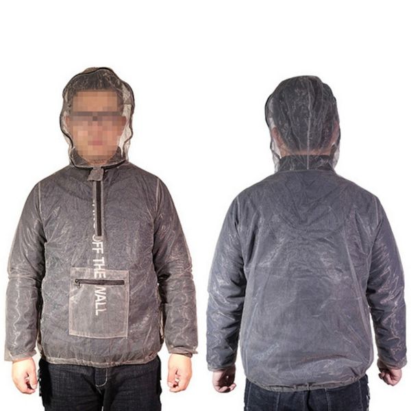 

outdoor hooded breathable camping fishing protector net coat wild fishing anti-mosquito bite mosquito bug bee insect mesh jacket, Blue;black
