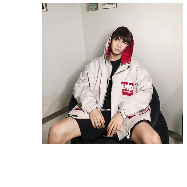 

mens luxury jackets mens hooded loose large pocket overalls youth trend coat youth casual jacket boys solid color coats 2020 new spring, Black;brown