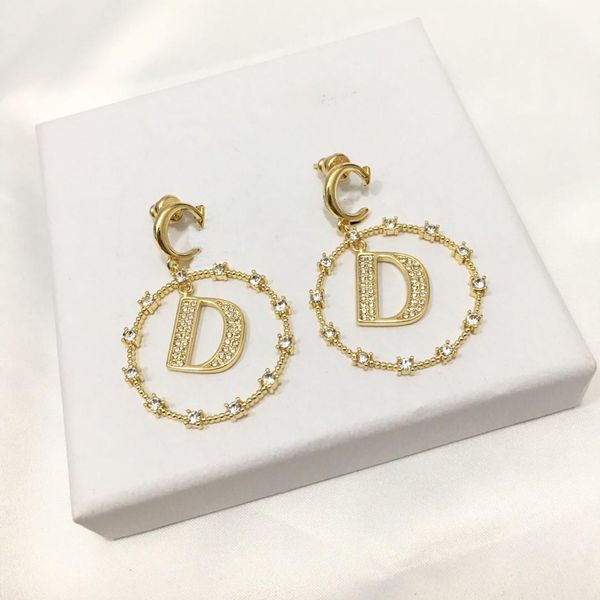 

new ring full diamond letter pendant designer earrings luxury designer jewelry women earrings, Golden
