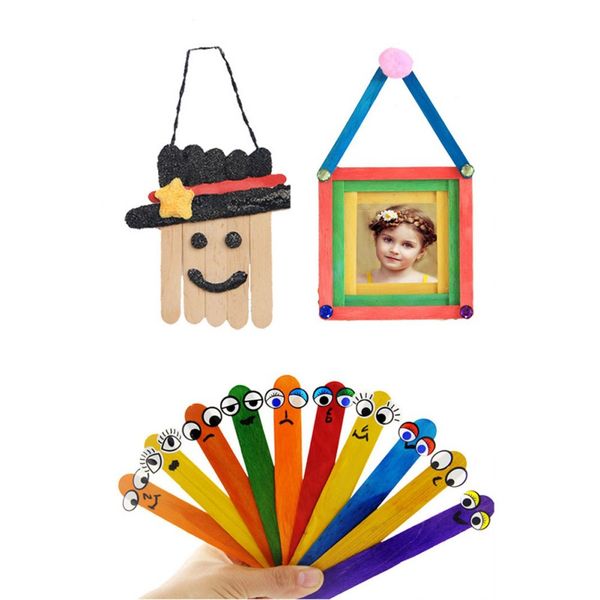 

50pcs colored wooden ice cream sticks natural wood sticks for handmade ice cream kids diy hand crafts art lolly cake tools