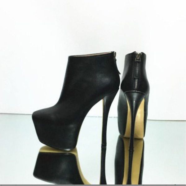 

shoes,beautiful fashion pu fabric, 14.5 cm high heel boots, ankle boots, Black