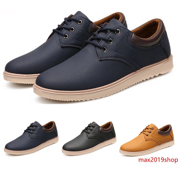 

2019 whole sale work waterproof non-slip big scalp shoes men shoes leather shoes black blue brown designers sneakers size 39-44