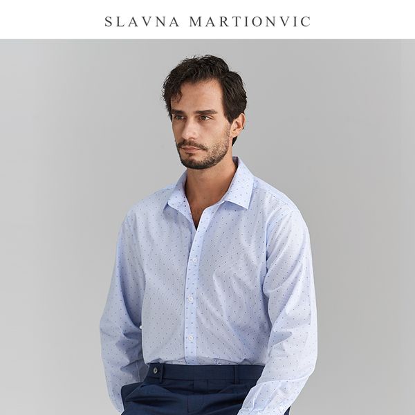 

slavna martinovic autumn and winter men's long-sleeved shirt business casual slim hawaiian shirt, White;black