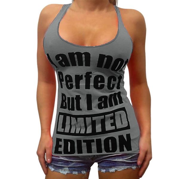 

2019 Dark Grey womens tanks European America explosion models letters printed sexy ladies vest Camis