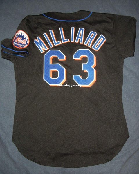 

retro new #63 ralph milliard new york black jersey piazza mens stitched baseball jerseys, Black;blue