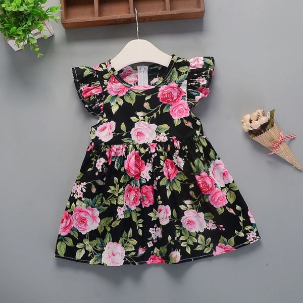

new summer clothing toddler girls floral dress flutter sleeve cotton princess dress kids clothes fashion boutique a-line dresses, Red;yellow