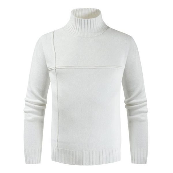 

men's sweaters spring fall male casual slim knit sweater striped stitching korean turtleneck solid color long sleeve men, White;black