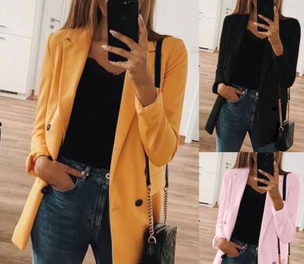 

женские блейзеры формальный тонкий костюм блейзер пальто женщина сплошной цвет кардиган длинный фонд женский костюм свободная повседневная к, White;black