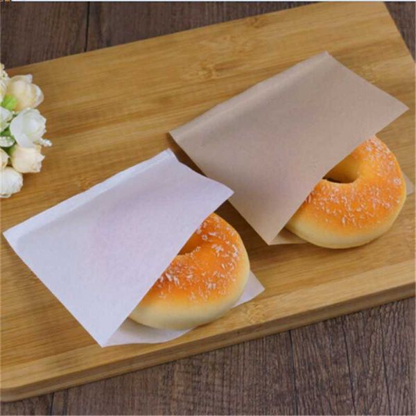 

gift wrap 100pcs/pack 12x12cm biscuits doughnut paper bags oilproof bread craft bakery packing kraft sandwich donut bag