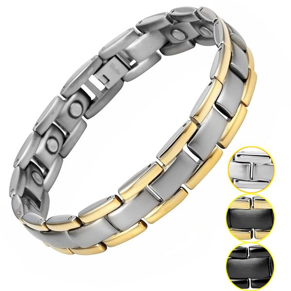 

мужская мода двойная сила магнитная терапия элементарный браслет артрит обезболивание здоровье энергия био магнитный подарок регулируемый, Black