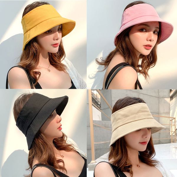 

foldable empty fisherman cap fashion woman summer bucket hat portable wide brim sun hat female beach sun visor cap ljjt674, Blue;gray