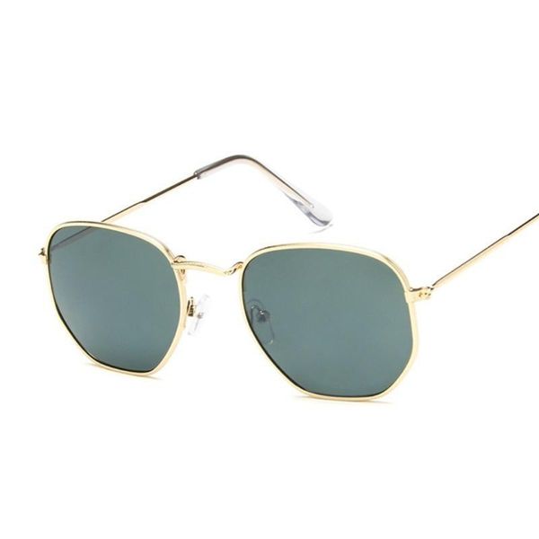 

hexagon sunglasses men classic brand flat lens clear sun glasses male female retro small metal frame square glass chpfk