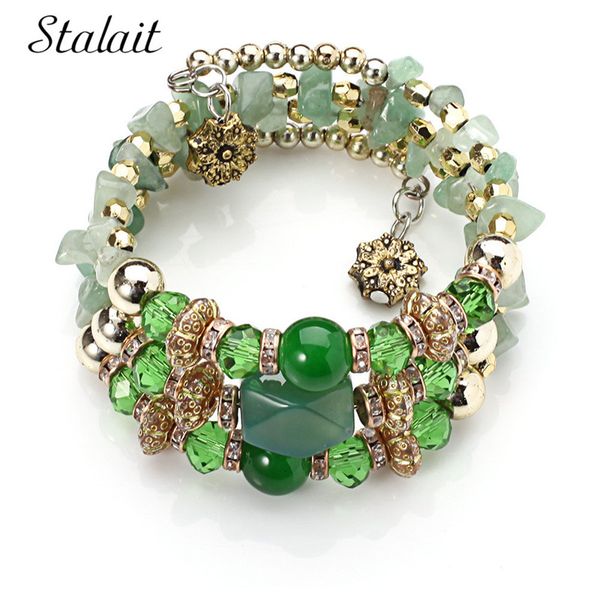 

vintage round spiral artificial crystal beaded bracelets for women charm geometric ancient gold bracelet wedding jewelry bijoux, Black