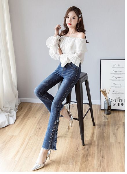 

glitter blue women's tailored waist and hip princess jeans bk3852