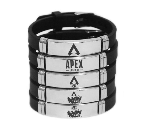 

apex legends bracelet silicone wristband adjustable stainless steel game fans souvenir men fashion bracelets gifts new fashion apex, Black