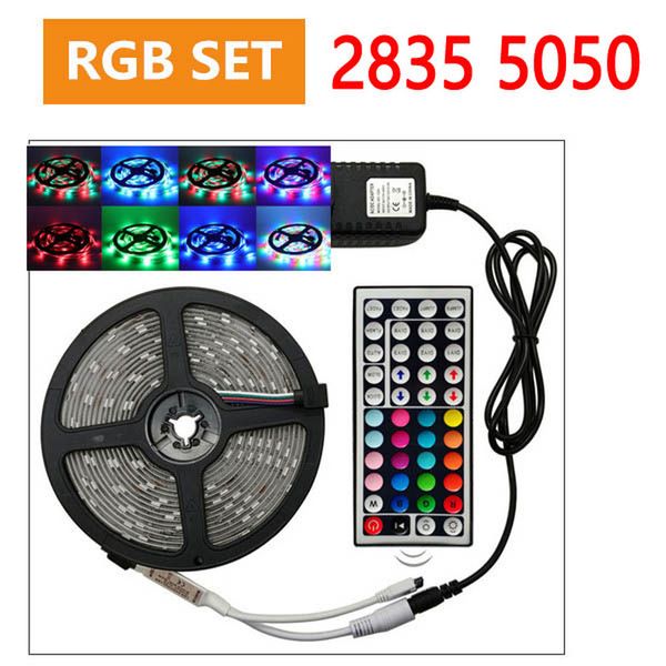 

водонепроницаемый 12v rgb led strip light smd 2835 5050 60leds/m 300leds led tape 24key пульт дистанционного управления с комплектом адаптер