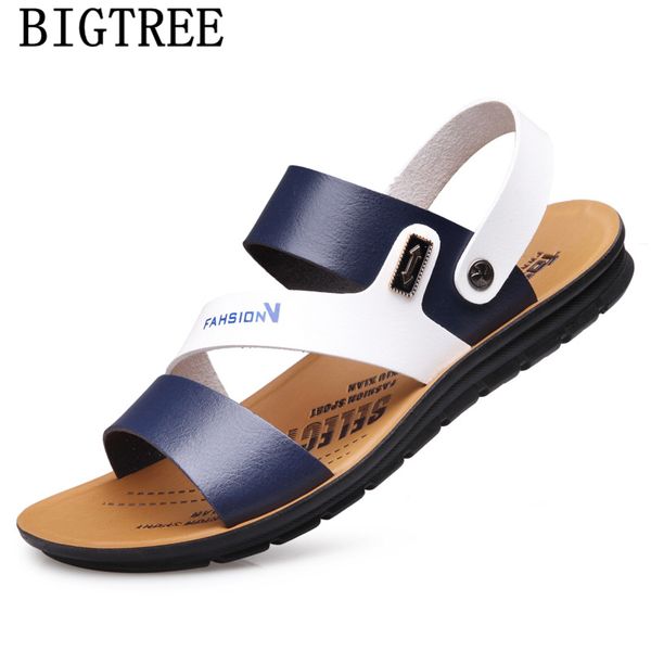 

men's sandals casual designer shoes men fashion mens sandals summer italian leather for men erkek ayakkabi sandles, Black