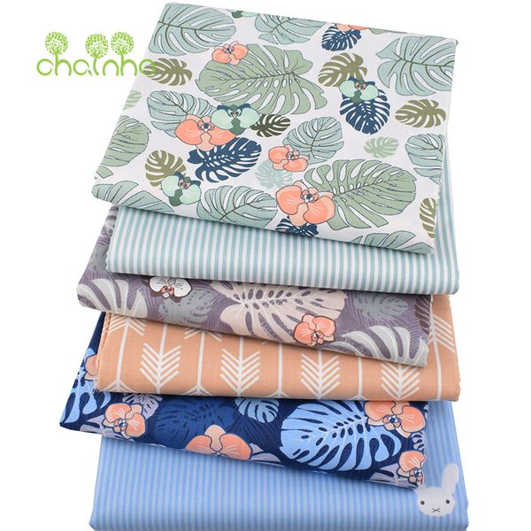 

chainho,6pcs/lot,monstera,printed twill cotton fabric,patchwork cloth,diy sewing&quilting fat quarters material for baby&child, Black;white