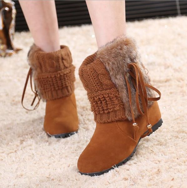 

women shoes woman wadge boots snow boots ankle fashion 2019 winter snow plus velvet thickening x41, Black