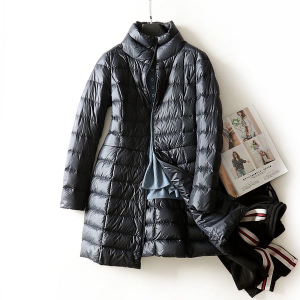 

wadded зимняя куртка женщины хлопок длинные куртки 2018 тонкий ватник outwear высокое качество теплый куртки parka feminina wlp279, Black