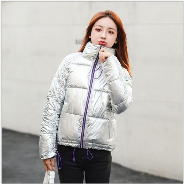 

new winter jacket women 2019 female parka coats standing collar long sleeve warm slim glossy coat mujer abrigo r230, Tan;black