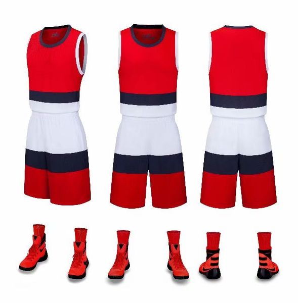 

men blank double-sided basketball team uniforms kits sports clothes tracksuits personality customized basketball sets with shorts 25-08, Blue;black