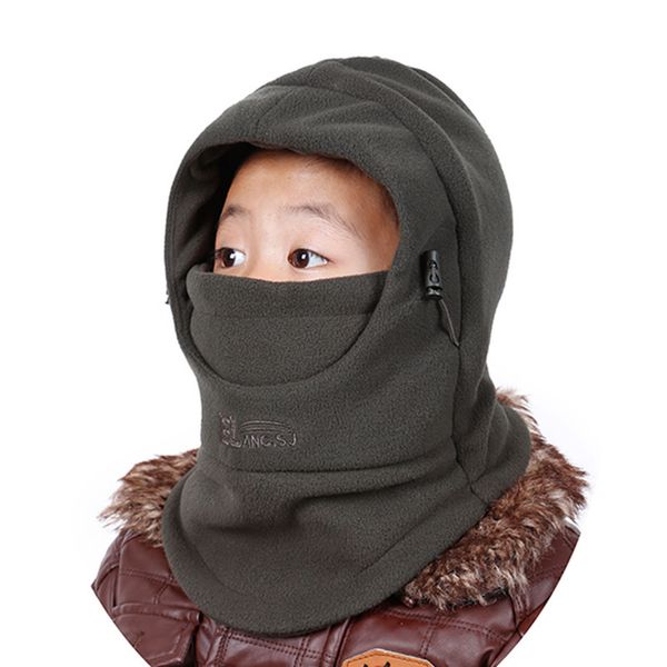

warm fleece windproof children hat baby boys girls winter hat for kids windproof hat with ski mask, Yellow