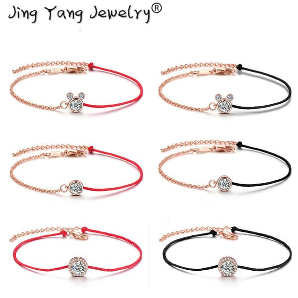 

jingyang mickey chain & link armbanden voor vrouwen geschenken fashion klassieke vriendschap charm rose gold party bruiloft armband sieraden, Black