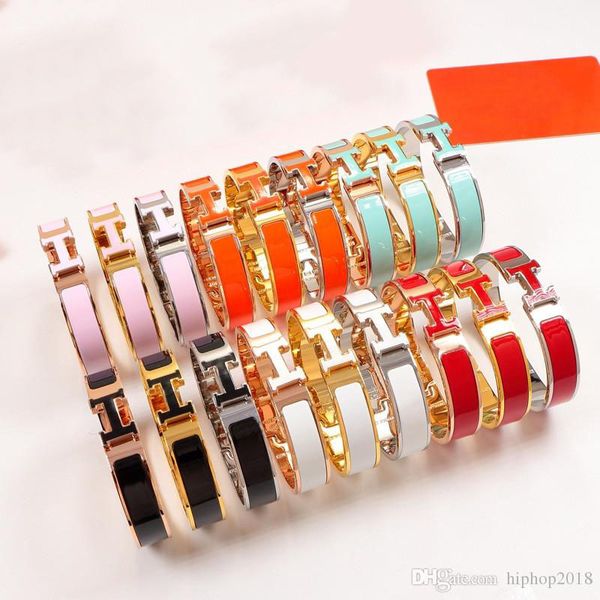

2020 fashion luxury jewelry женщины мужские браслеты новые моды эмаль h письмо браслеты ювелирные изделия из нержавеющей стали розового золо, Black