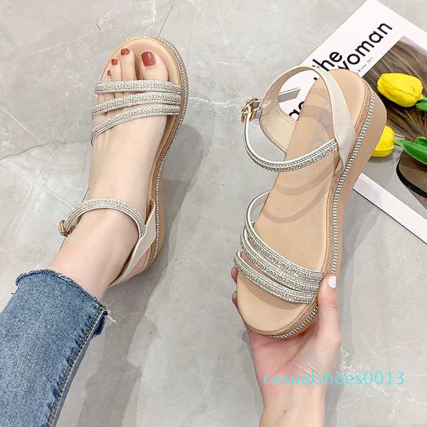 

narrow band wedge platform sandals women shoes summer black beige outdoor shiny crystal open toe platform sandals women 2020 c13