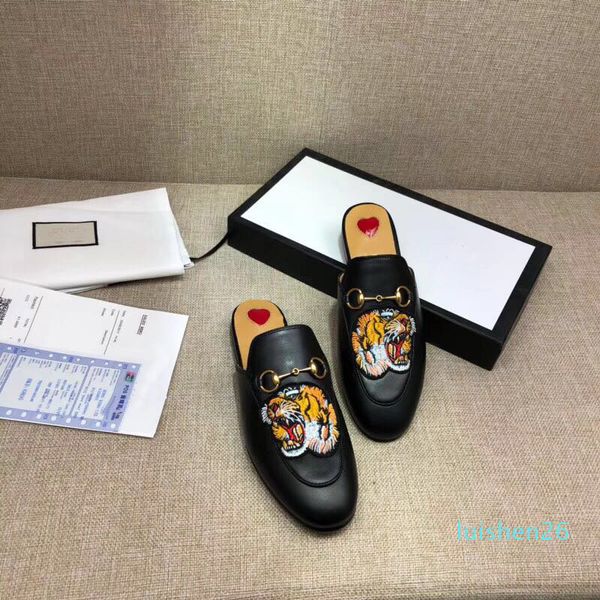 

2019 baotou slippers for men women 2019 soft cowhide outdoor beach lazy slippers designer cartoon slippers large size us5-11, Black