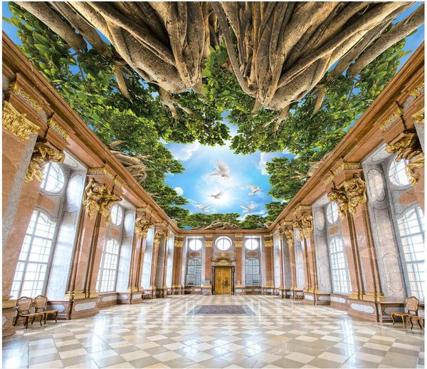 3d Ceiling Murals Wallpaper Custom Photo Sky Nature Big Tree Primeval Forest Living Room Home Decor 3d Wall Murals Wallpaper For Walls 3 D Wallpapers