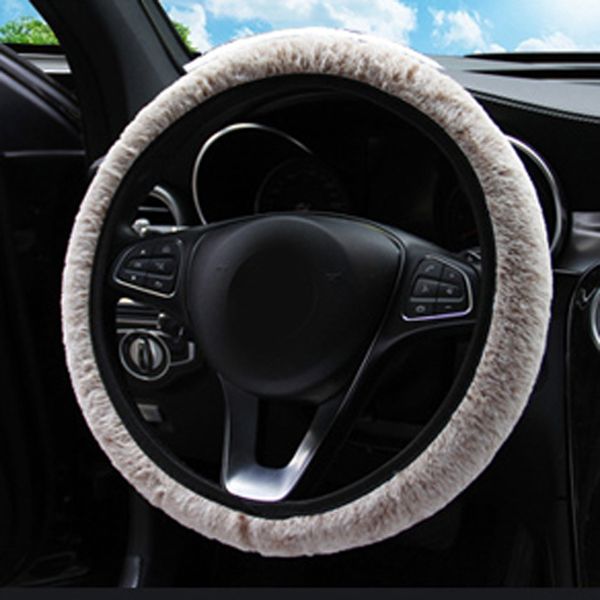 

car auto steering wheel cover plush breathable anti-slip warm elastic 37-39cm
