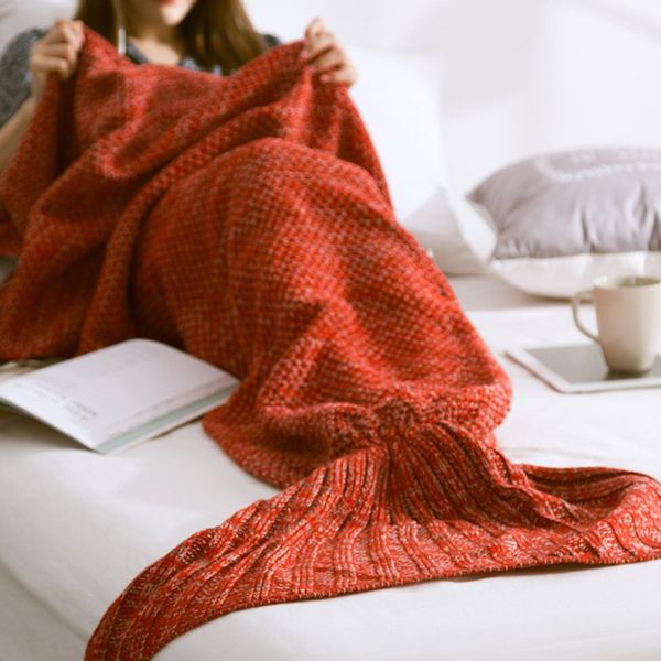 

mermaid blanket handmade knitted sleeping wrap tv sofa mermaid tail blanket kids baby crocheted bag bedding throws bag