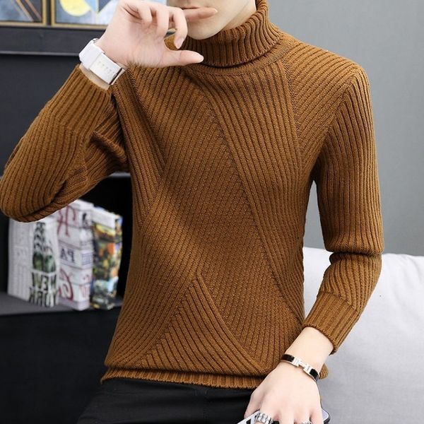 

2019 winter thick warm sweater men turtleneck irregular stripe sweaters slim fit pullover sueter hombre knitwear pull white, White;black