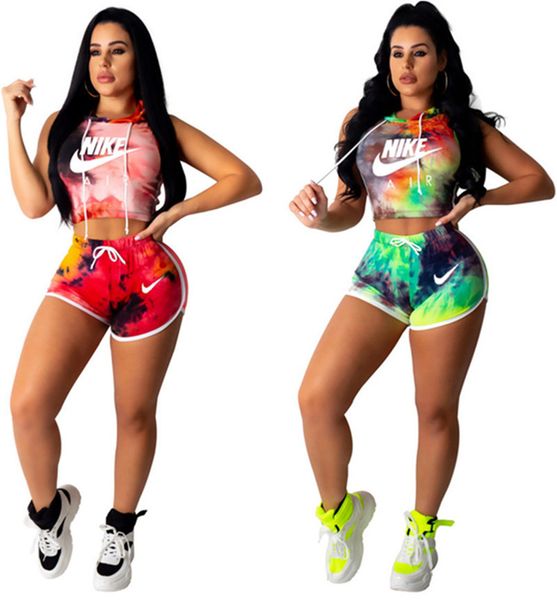 

summer women two piece set short sleeve outfits hooded vest tshirt+shorts casual sportswear letter print sweatsuits outdoor jogging suit 963, Black;gray