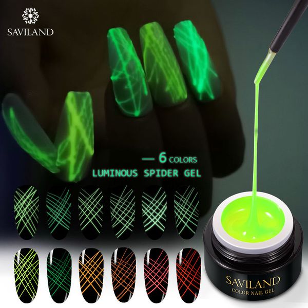 

saviland glow in the dark spider gel nail art rainbow luminous soak off uv painting spider gel varnish pulling silk creative, Red;pink