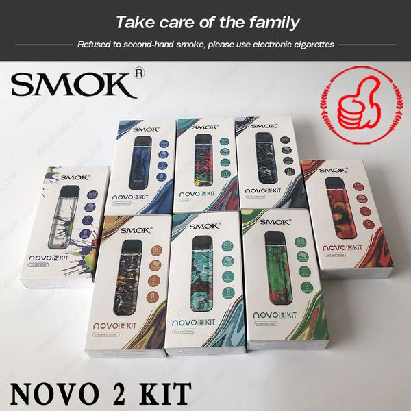 

Аутентичный SMOK NOVO 2 Pod System Kit Ничьи активированные стро-в 800mAh с 2мл Mesh 1.0ohm DC 1.4ohm MTL Бобы картриджи DHL свободных