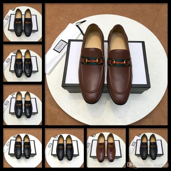 

18ss luxury men's formal shoes casual leather loafers party wedding men dress shoes fashion autumn plaid oxford yyy11, Black