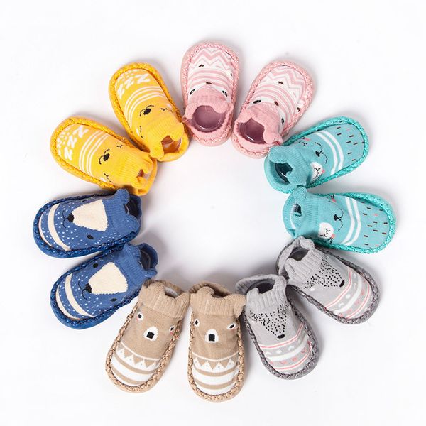 

cartoon newborn baby girls boys anti-slip socks slipper bell shoes boots2.332, Pink;yellow