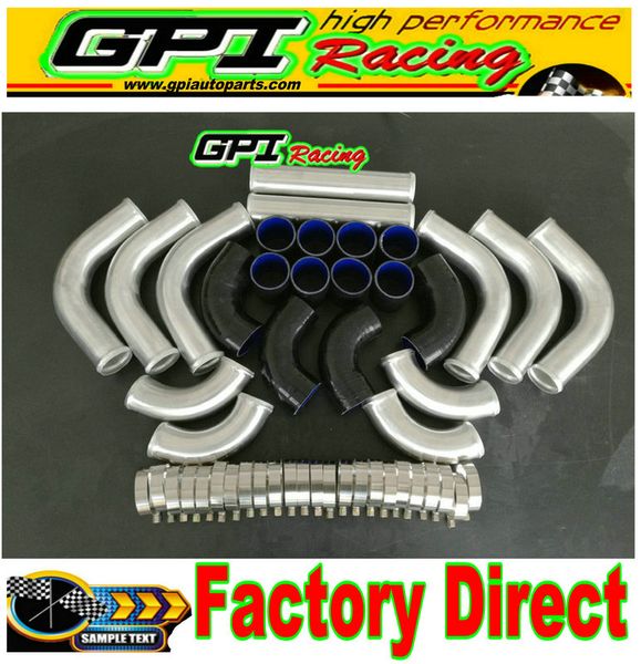 

2.25" inch 57mm universal12 pcs aluminum intercooler turbo pipe piping kit hose
