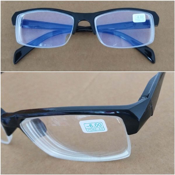 

myopia finished products 100-600 degrees men's and women's half-frame glasses blue-plated business myopia glasses super, Silver